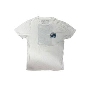 Patagonia Men's S Slim Fit Organic Cotton T-Shirt White Wave Logo Graphic Tee
